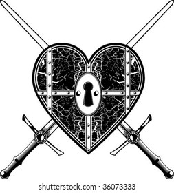 heart with swords