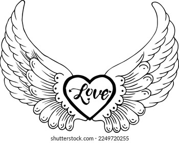 heart symbol with 2 angel wings