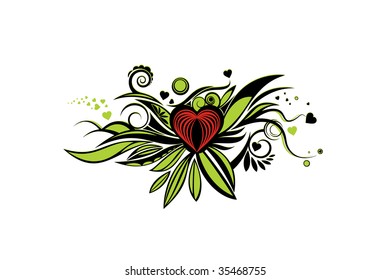 heart symbol abstract floral background vector