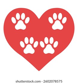 Heart Symbol with Animal Paw Prints, Love for Pets Concept
