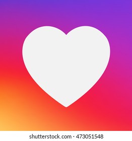 Heart Symbol App Icon On Smooth Color Gradient Background Template. Vector Illustration Inspried By Instagram New Logo. Vector Illustration For Your Social Media App Design Project And Other.