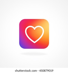 Heart symbol app Icon with smooth color gradient background template. Vector illustration  inspried by instagram new logo. Vector illustration for your social media app design project and other.