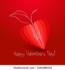 Heart symbol apple on red background valentines day