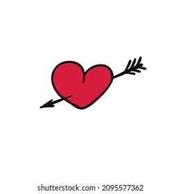 heart symbol arrow drawing for design Valentine Day card