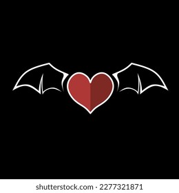 heart symbol with bat wings