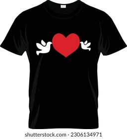 Heart symbol and Bird combine T-shirt design so new concept 