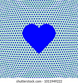 heart symbol in bright blue color on background with dots and spherical effect vector