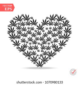 Heart symbol with cannabis leaf inside. Marijuana Heart. Isolated vector illustration eps