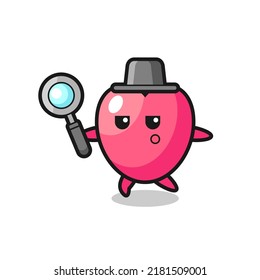 heart symbol cartoon character searching with a magnifying glass , cute style design for t shirt, sticker, logo element
