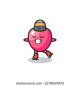 heart symbol cartoon as an ice skating player doing perform , cute style design for t shirt, sticker, logo element
