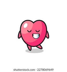 heart symbol cartoon illustration with a shy expression , cute style design for t shirt, sticker, logo element