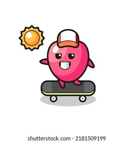 heart symbol character illustration ride a skateboard , cute style design for t shirt, sticker, logo element