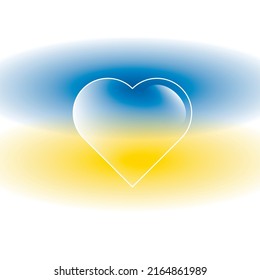 Heart symbol with color Ukrainian flag. Vector illustration. Eps 10