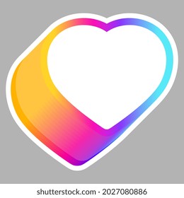Heart symbol. Colorful illustration, isolated on simple background. Sticker for stationery. Ready for printing. Trendy graphic design element. 60s funky style. Vector EPS 10.