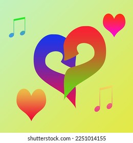 A HEART SYMBOL COMBINED WITH TWO TONE NOTE SIGNS