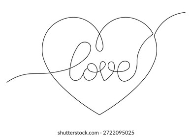Heart symbol continuous outline drawing simple style romantic element
