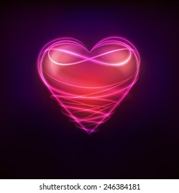 heart symbol covered by modern shiny lines style vector magic love background illustration 