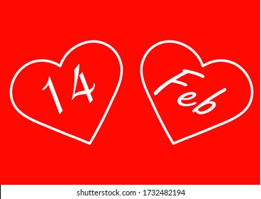 Heart symbol with the date of the holiday of Valentine's Day. Valentine's card. Template for text. Background vector image. Poster. Love heart. Human relationships. Booklet.