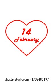Heart symbol with the date of the holiday of Valentine's Day. Valentine's card. Template for text. Background vector image. Poster. Love heart. Human relationships. Booklet.