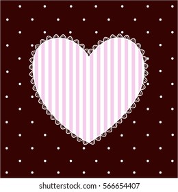 The heart symbol decorated with lace pattern, a design element in the old style. Background