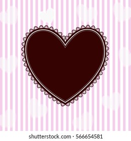 The heart symbol decorated with lace pattern, a design element in the old style. Background