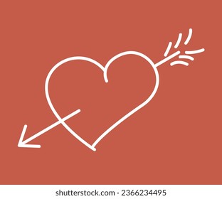 heart symbol design with arrow. outline drawing for an emblem and logo. template for valentine's day. for man, woman, kids graphic t shirt. greeting card, banner. vector illustration