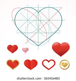 Heart symbol with dimension lines