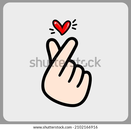 Heart symbol with finger hand. Vector illustration of Korean love sign. Valentines icon loves for sticker