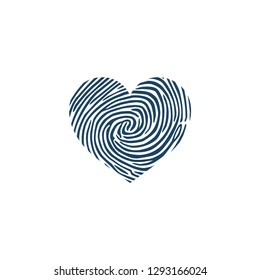 Heart symbol with finger print texture