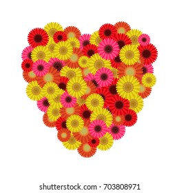 Heart symbol of gerberas, vector