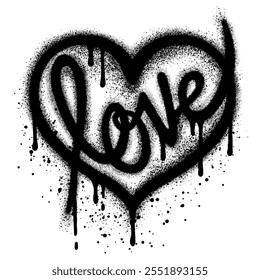 Heart symbol graffiti in defferent style isolated on White background.