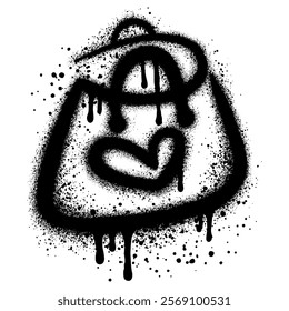 heart symbol graffiti drawn on bag isolated on white background.
