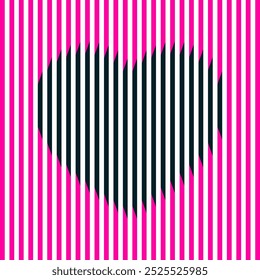 A Heart symbol. Halftone lines effect. Hologram effect. Vector Heart sign. Love symbol. Illusion.