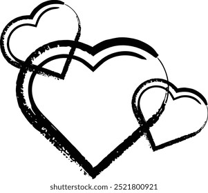 Símbolo do coração, mão desenhada grunge textura ícone do amor para a arte romântica na moda doodle para elemento de decoração em um pictograma ilustração glifo
