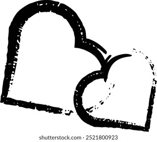 Heart symbol, hand drawn grunge texture love icon for romantic trendy doodle art for decoration element in a glyph pictogram illustration
