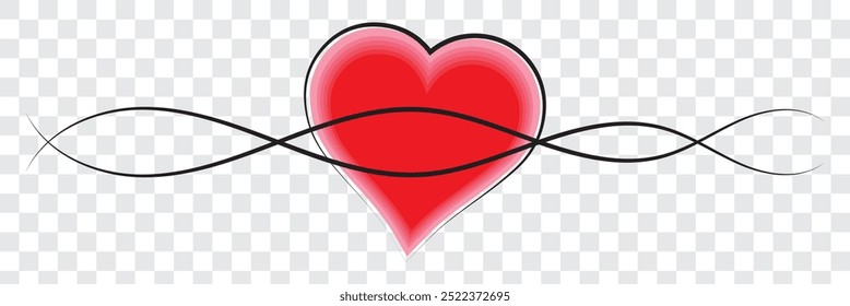 heart symbol with hand embrace line drawing. Minimal contour line art. Good for sign and symbol of love and wedding. EPS 10.