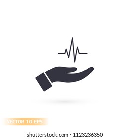 heart symbol in hand icon