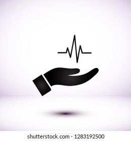 heart symbol in hand icon