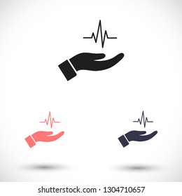heart symbol in hand icon