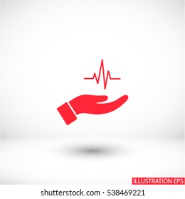 heart symbol in hand icon