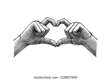 Heart Symbol With Hand, Love Illustration, Hand Drawn Vector