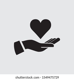 Heart Symbol In Hand, Vector icon