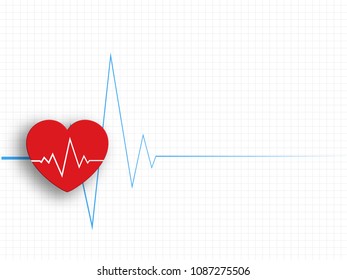 Heart symbol with heartbeats on grid background represents medical and health care concept. Technology Background. Vector Illustration.
