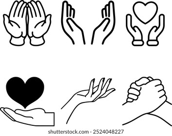 Heart Symbol Hold by Hands, love, health, trust praying Vector Design eps