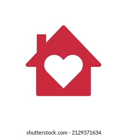 Heart symbol and house. Affection. Vectors.