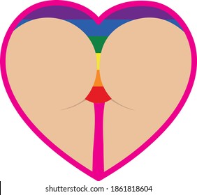 Heart symbol. The human body in the heart. Lgbt flag.