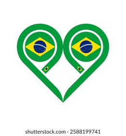 heart symbol icon of brazil flag. vector illustration isolated on black background