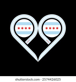 heart symbol icon of chicago flag. vector illustration isolated on black background