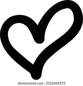 Icono de símbolo de corazón, elemento dibujado a mano de amor e ilustración romántica de arte doodle 