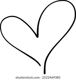 Icono de símbolo de corazón, elemento dibujado a mano de amor e ilustración romántica de arte doodle 